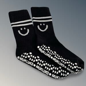 Muk Luks Slipper Socks One Size Smiley Face Shapes Anti Slip Grippy Bottoms Yoga